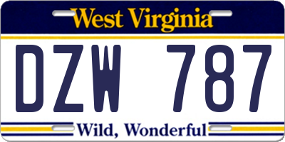 WV license plate DZW787