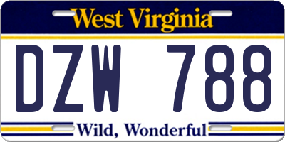 WV license plate DZW788