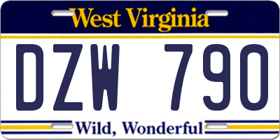 WV license plate DZW790