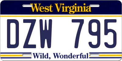 WV license plate DZW795