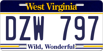 WV license plate DZW797