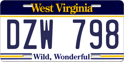 WV license plate DZW798