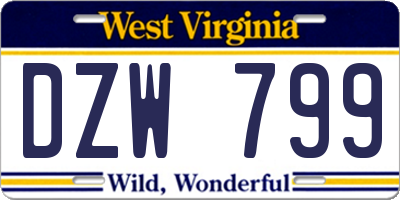 WV license plate DZW799