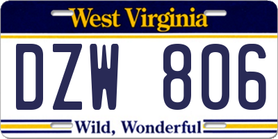 WV license plate DZW806