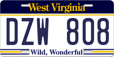 WV license plate DZW808