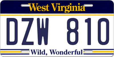 WV license plate DZW810