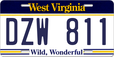 WV license plate DZW811