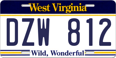 WV license plate DZW812