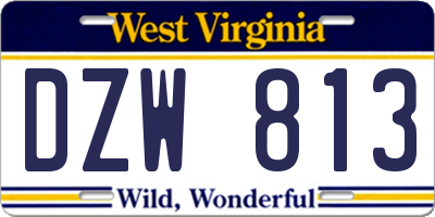 WV license plate DZW813