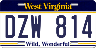 WV license plate DZW814