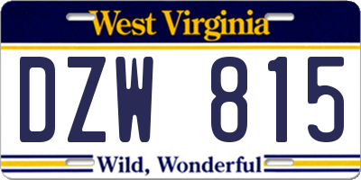 WV license plate DZW815