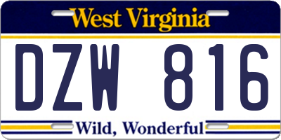 WV license plate DZW816