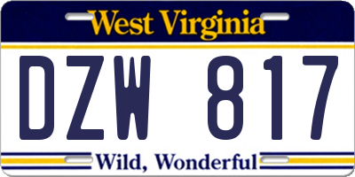 WV license plate DZW817