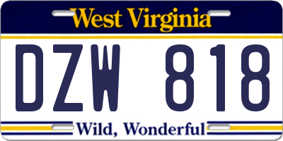 WV license plate DZW818