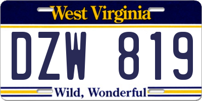 WV license plate DZW819