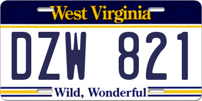 WV license plate DZW821