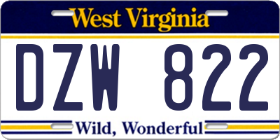 WV license plate DZW822