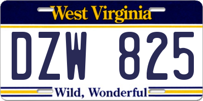 WV license plate DZW825