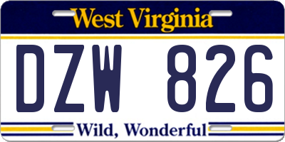 WV license plate DZW826