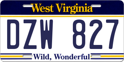 WV license plate DZW827