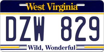 WV license plate DZW829