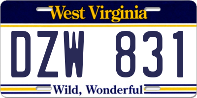 WV license plate DZW831