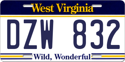 WV license plate DZW832