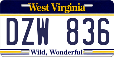 WV license plate DZW836