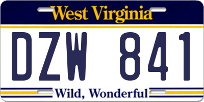 WV license plate DZW841