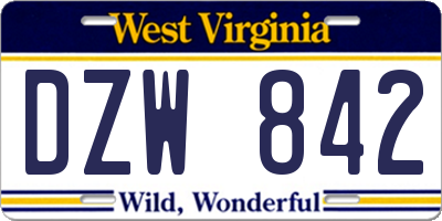 WV license plate DZW842