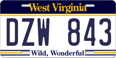 WV license plate DZW843