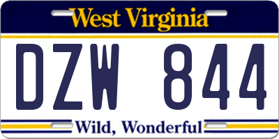 WV license plate DZW844