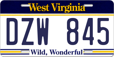 WV license plate DZW845