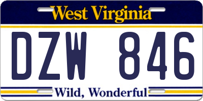 WV license plate DZW846