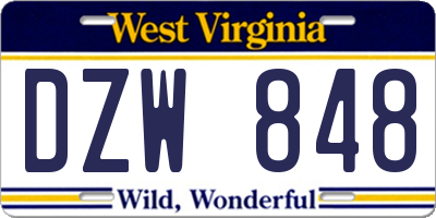 WV license plate DZW848