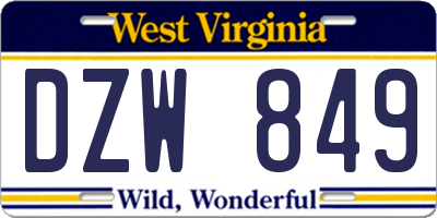 WV license plate DZW849
