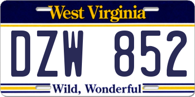 WV license plate DZW852