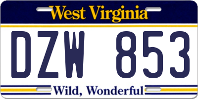 WV license plate DZW853