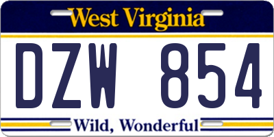 WV license plate DZW854