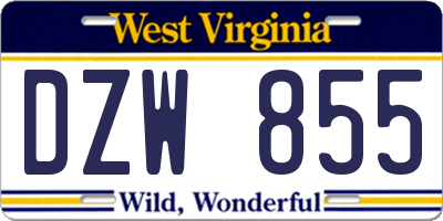 WV license plate DZW855