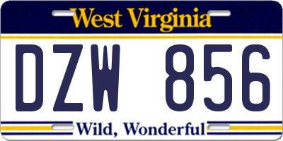 WV license plate DZW856