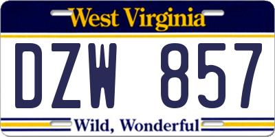 WV license plate DZW857