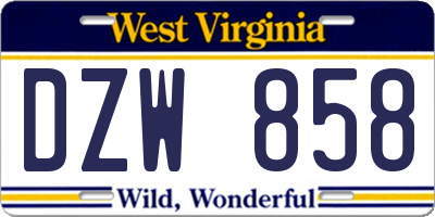 WV license plate DZW858