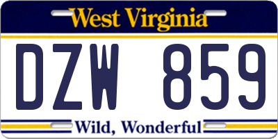 WV license plate DZW859