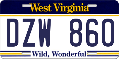 WV license plate DZW860