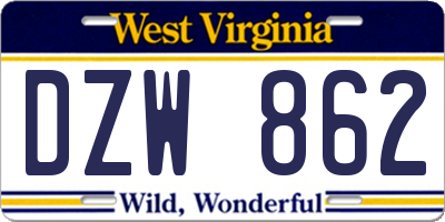 WV license plate DZW862