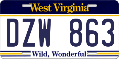 WV license plate DZW863