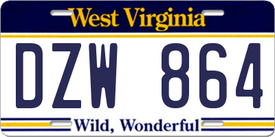 WV license plate DZW864