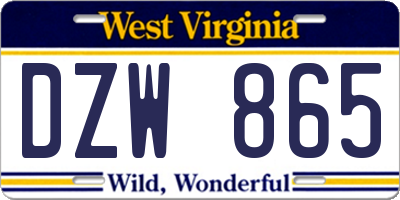 WV license plate DZW865