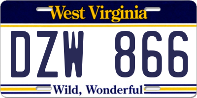 WV license plate DZW866